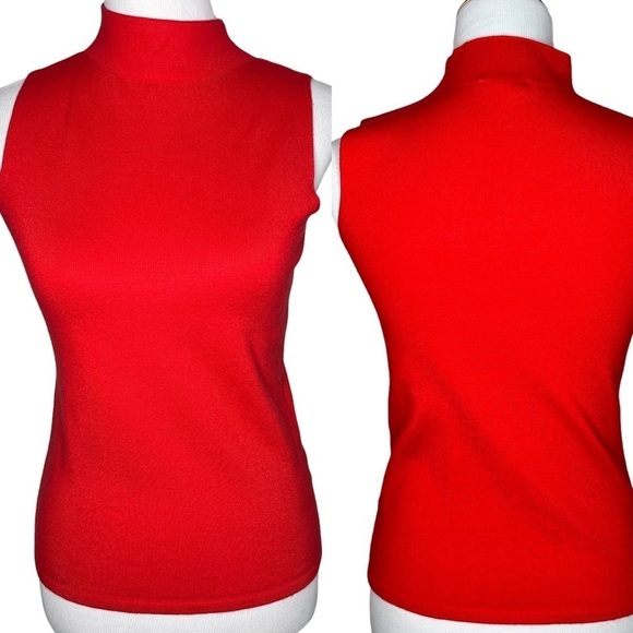 Nine West Women’s Orange Mock Neck Sleeveless Pull On Knit Top Size XS Stretch - Picture 12 of 12
